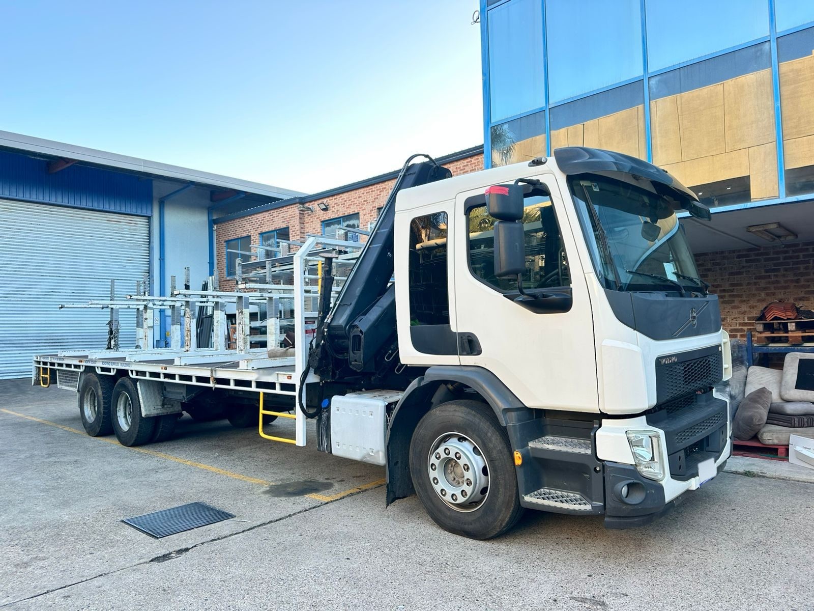 Volvo crane truck with knuckle-boom crane